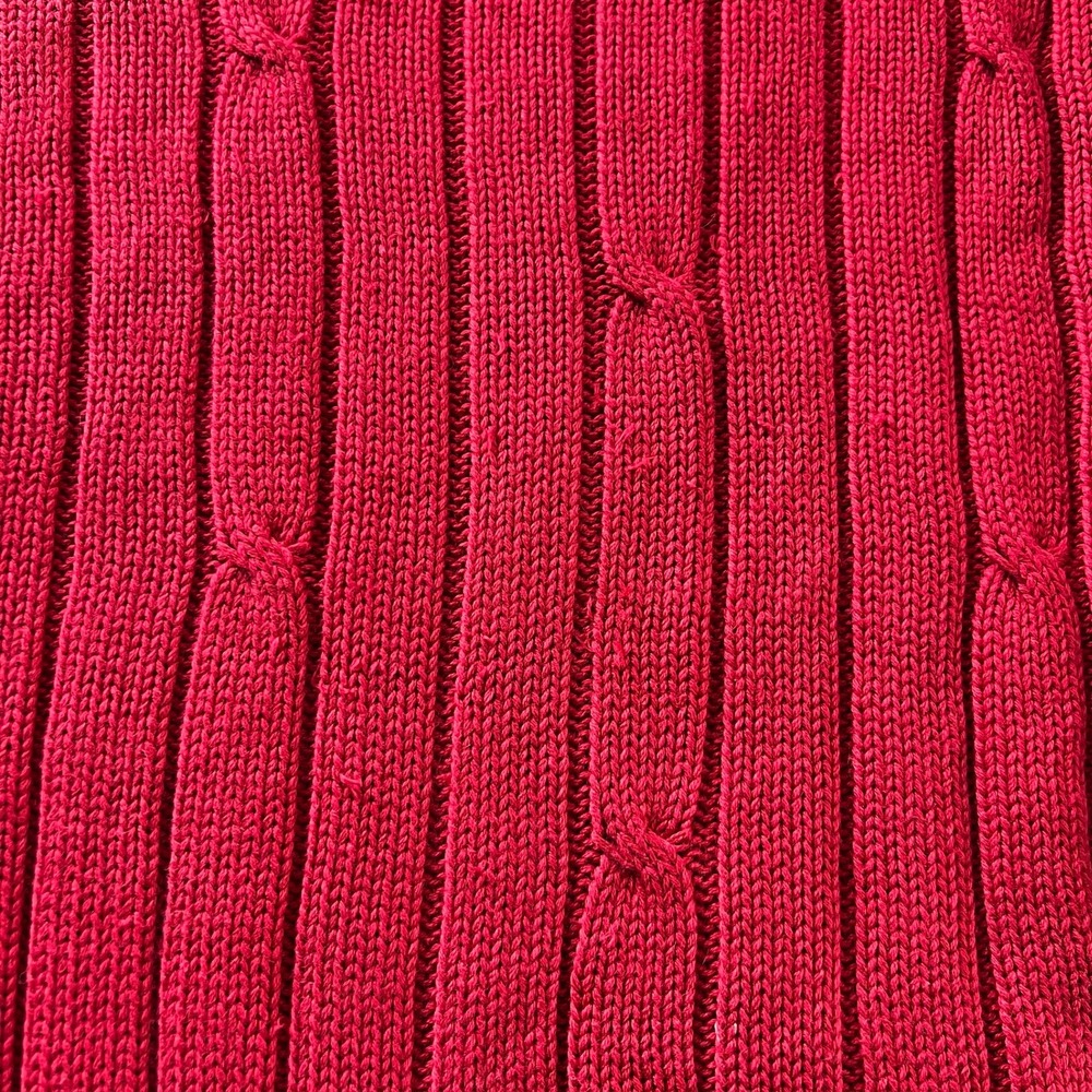 VTG J. Crew Oarsman Men's Small Red Cable Knit Cotton Crewneck Sweater Ribbed - Picture 5 of 9